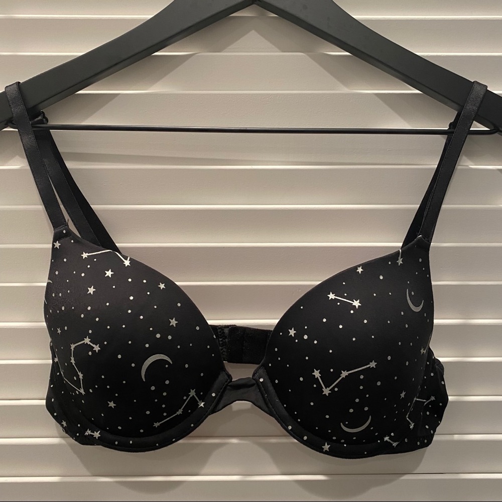 Pink 32B Black Astrology Horoscope Zodiac Bra